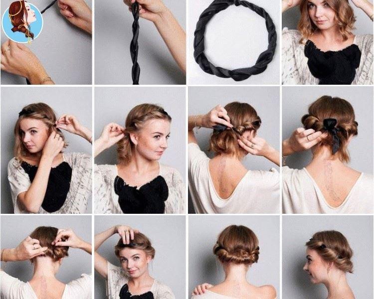 Coiffure sur cerceau en tissu - Coiffures pour tous les jours pour cheveux courts