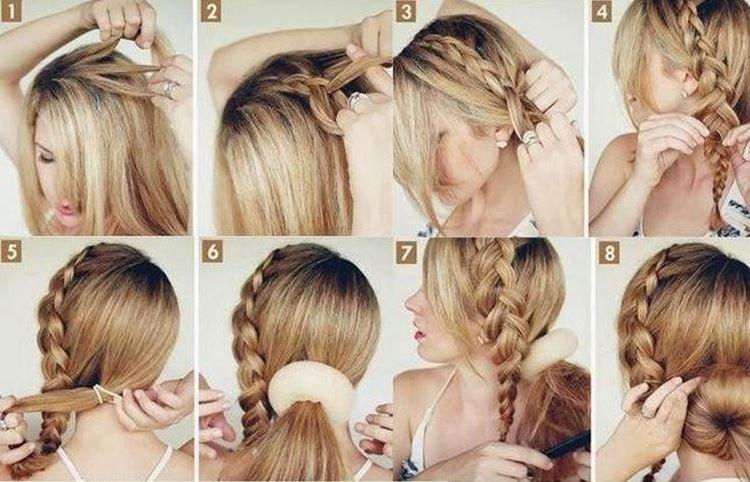 Un chignon sur un élastique spécial - Coiffures pour tous les jours pour cheveux mi-longs avec frange
