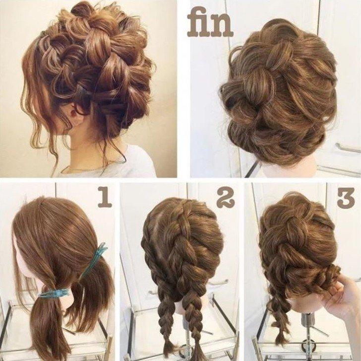 Tresses mixtes - Coiffures pour le nouvel an 2021 pour cheveux mi-longs