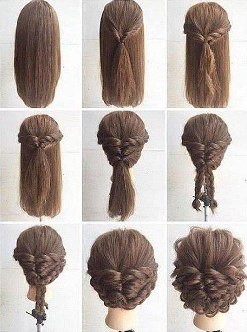 Coiffure haute tressée - Coiffures pour le nouvel an 2021 pour cheveux longs