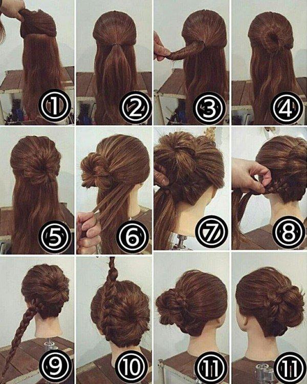 Chignon élégant avec un dos de tête assorti - Coiffures pour le nouvel an 2021 pour cheveux longs