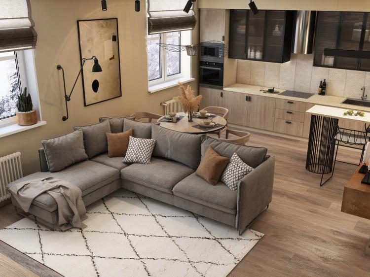 Projet de conception de cuisine-salon Pluie sur la plage