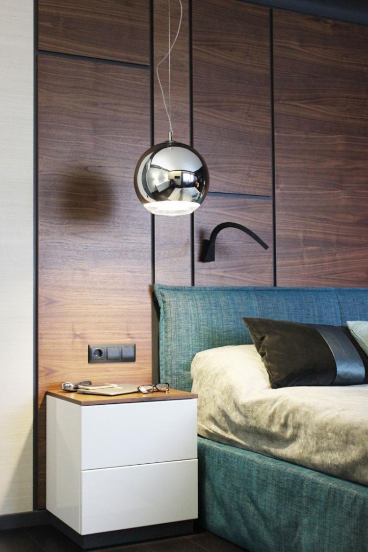 Projet de chambre Noir, bois et turquoise - décoration d'intérieur