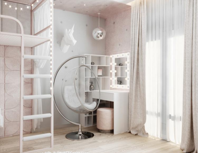 Nuages ​​poudreux : Chambre d'enfant pour une fille - décoration d'intérieur