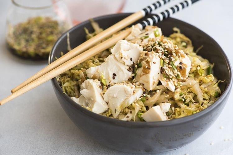 Salade de chou chinois au tofu - recettes de salades sans mayonnaise
