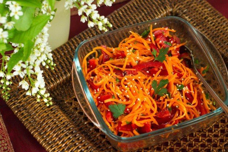 Salade coréenne de carottes, poivrons et coriandre - recettes