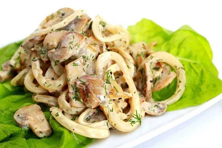Salade de champignons et calamars - recettes