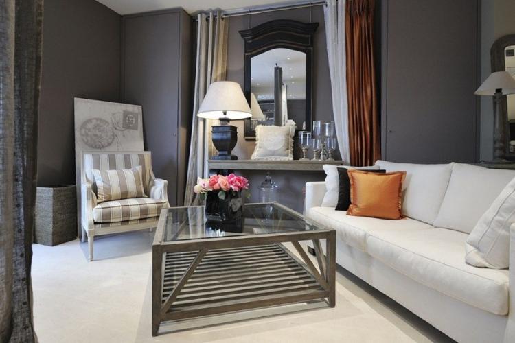 Couleur grise à l'intérieur du salon