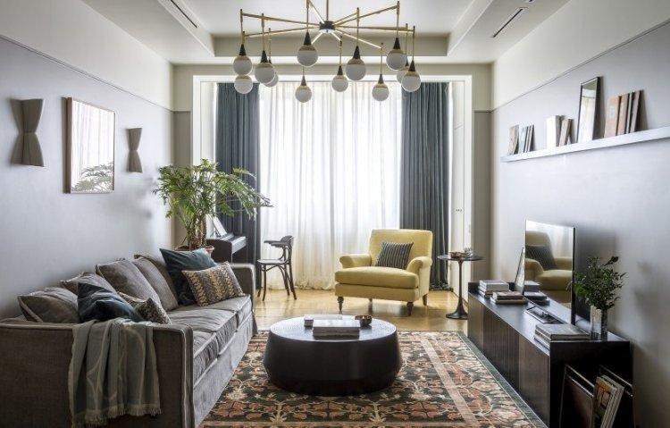 Rideaux dans le salon dans un style moderne - photo