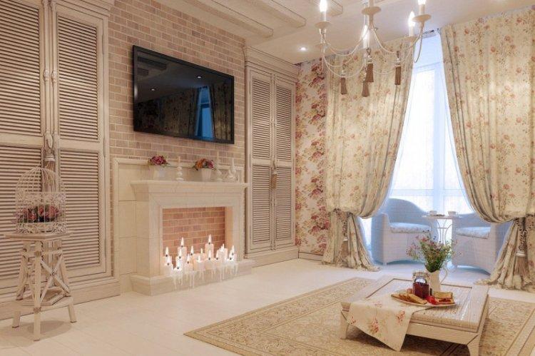 Rideaux de style provençal dans le salon, hall - conception de photo