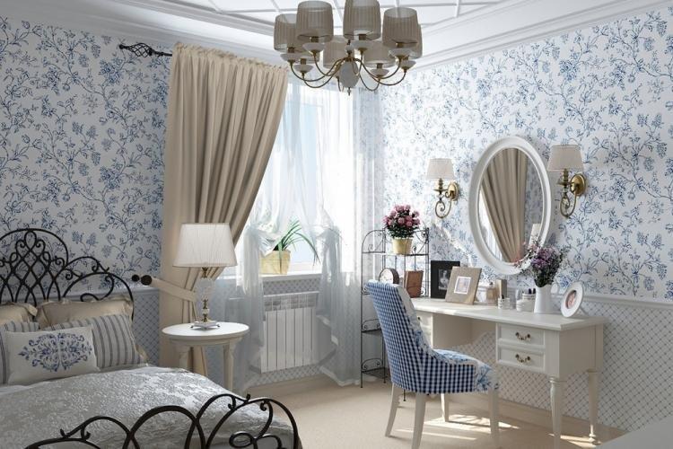 Rideaux de style provençal dans la chambre - conception de photo