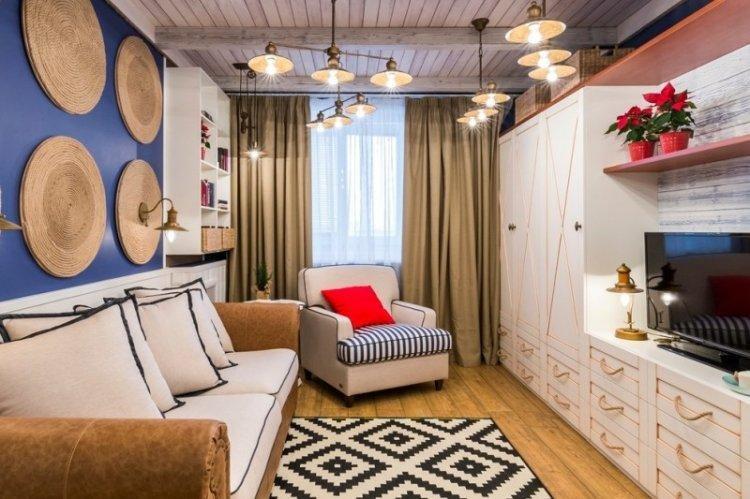 Couleur bleue à l'intérieur du salon - photo