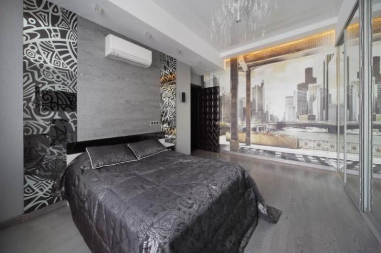 Chambre grise dans un style moderne - Design d'intérieur