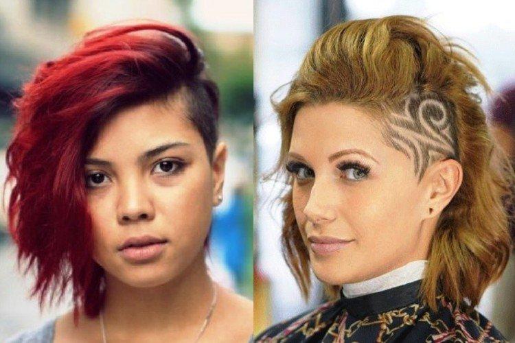 Coupe de cheveux cascade aux tempes rasées pour cheveux courts