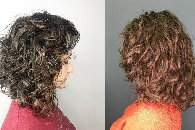 Coupe de cheveux en cascade pour cheveux mi-frisés