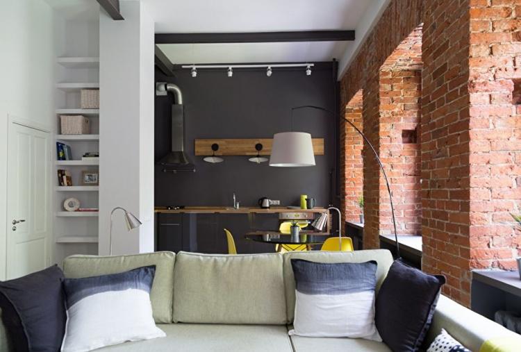 Studio avec mezzanine sur le boulevard Smolensky - design d'intérieur