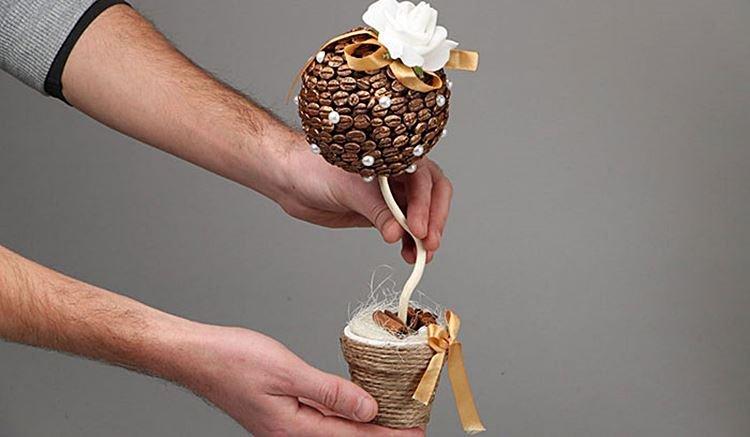 Topiaire de grains de café bricolage - photos et idées