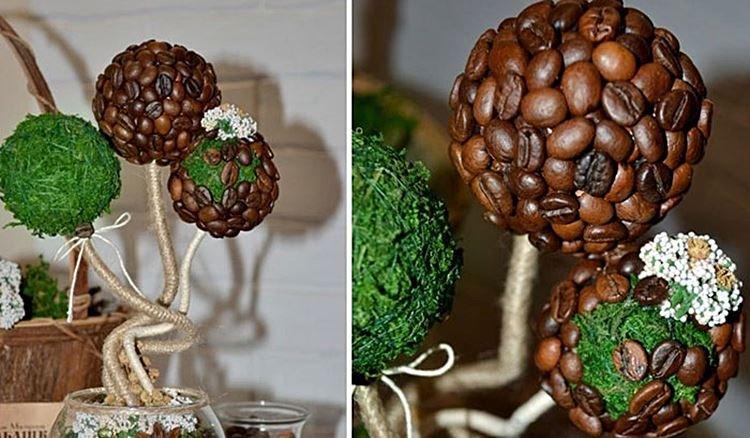 Topiaire de grains de café bricolage - photos et idées