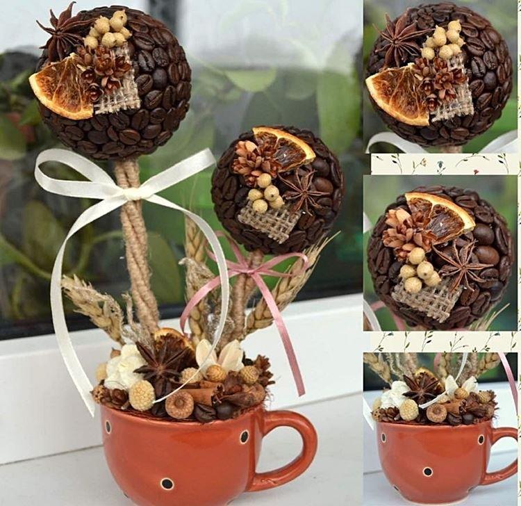 Topiaire de grains de café bricolage - photos et idées