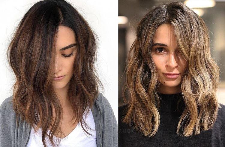 Bob long sans frange pour cheveux ondulés