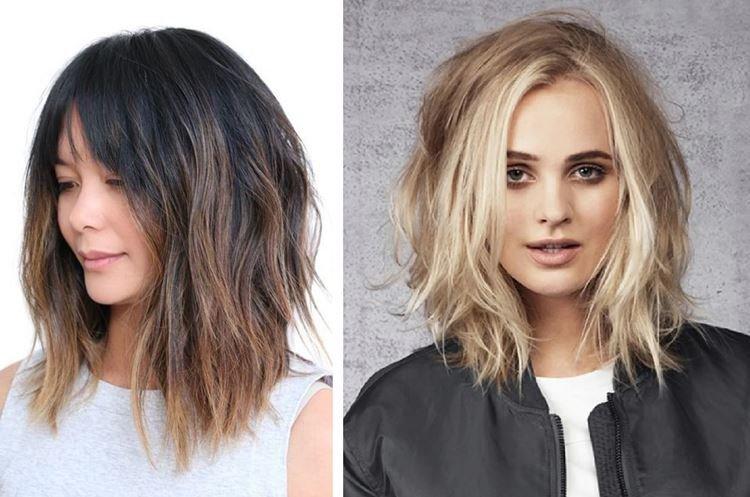 Long bob déchiré sans frange