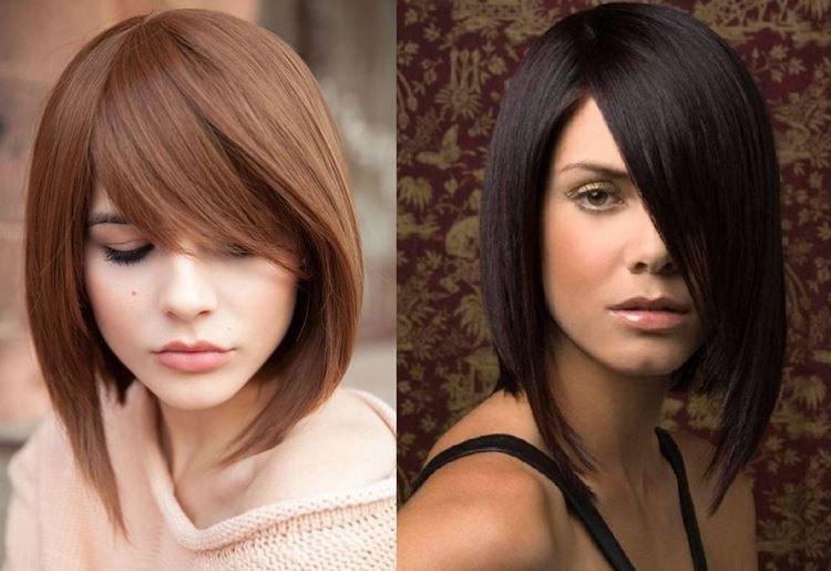 Bob long avec une frange biseautée