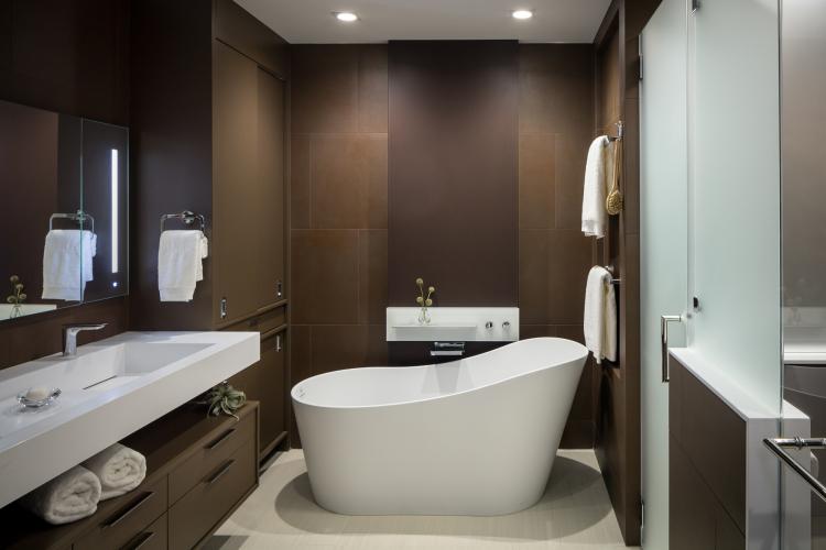 Salle de bain marron dans un style moderne - Design d'intérieur