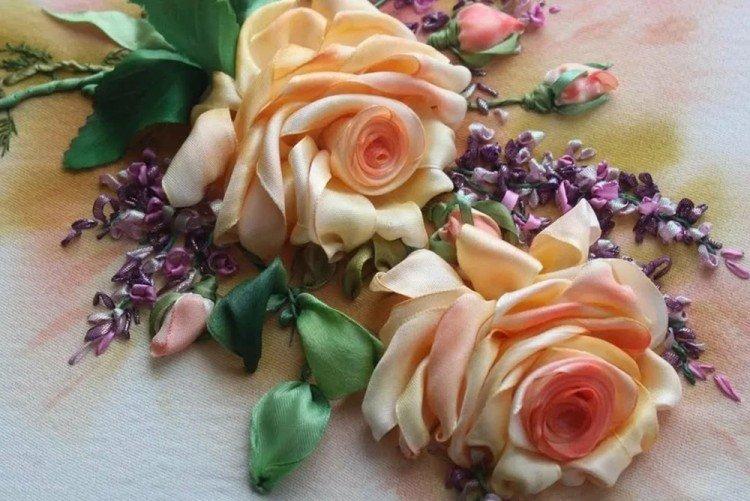 Rose volumétrique - Broderie au ruban pour débutants pas à pas