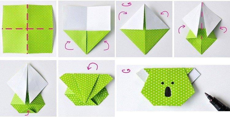 Marque-page en origami Koala - Marque-pages en papier DIY pour livres
