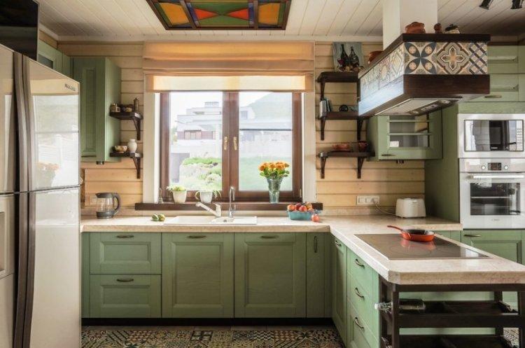 Couleur verte à l'intérieur de la cuisine - conception de photo