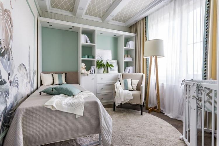 Couleur verte à l'intérieur d'une chambre d'enfants - conception de photos