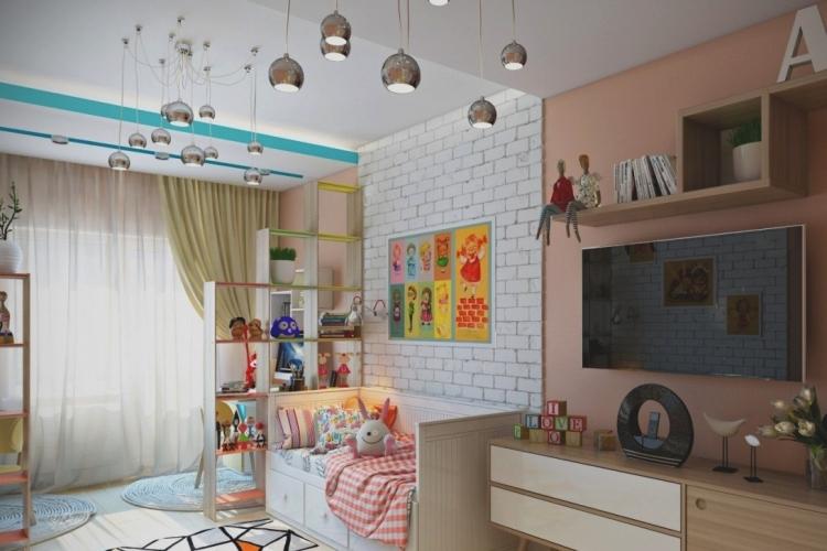 Zonage visuel de la chambre pour les parents et un enfant