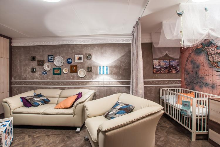 Zonage d'une chambre pour les parents et un enfant - photo