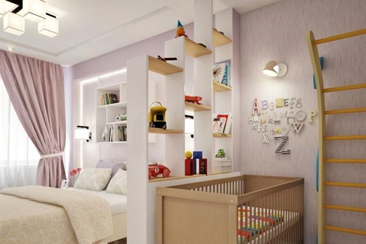 Zonage d'une chambre pour les parents et un enfant - photo