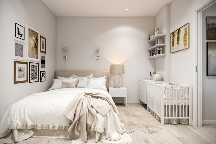 Zonage d'une chambre pour les parents et un enfant - photo