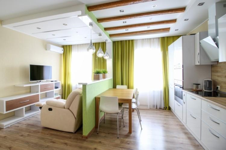 Zonage de la cuisine et du salon - photo de design d'intérieur